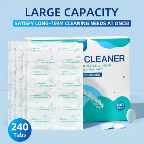 YKL Retainer & Denture Cleaner Tablets 240 Count (8 Months Supply) | Dental Aligner, Mouth Guard, False Teeth Cleaning thumbnail 3