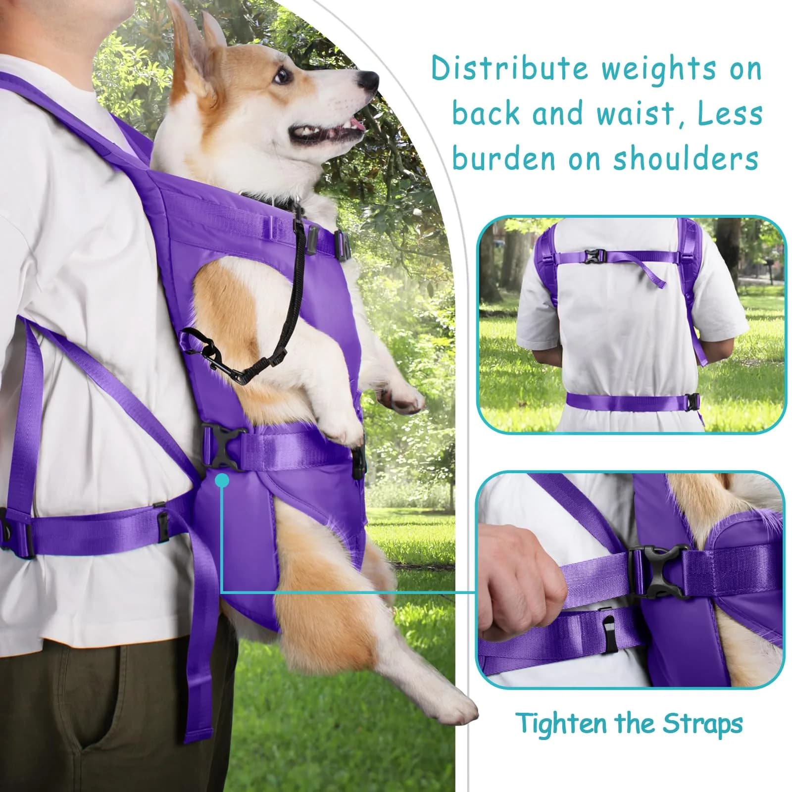 PetBonus Purple Small Dog Carrier Backpack | Hands-Free Hiking Cycling Travel - view 3