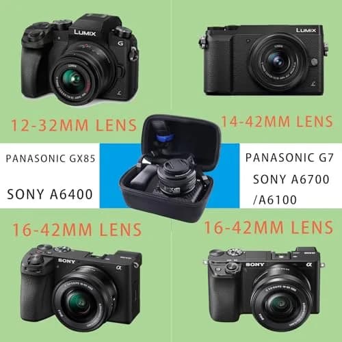 JINMEI Hard EVA Camera Case for Panasonic Lumix GX85/G7/Sony a6400/a6700/a6100 with 12-32mm/14-42mm/16-50mm Lens, Small Black thumbnail 2