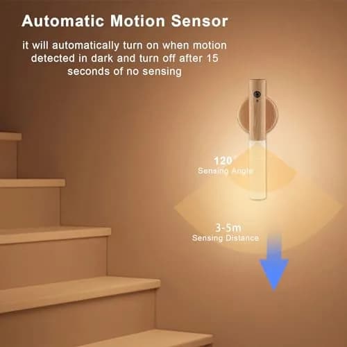 LANDGOO Motion Sensor Wall Sconce | Rechargeable Night Light with PIR Sensor, Warm White thumbnail 4