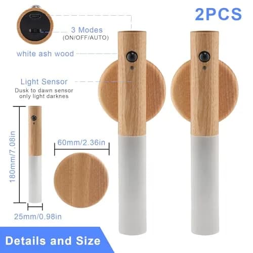LANDGOO Motion Sensor Wall Sconce | Rechargeable Night Light with PIR Sensor, Warm White thumbnail 3