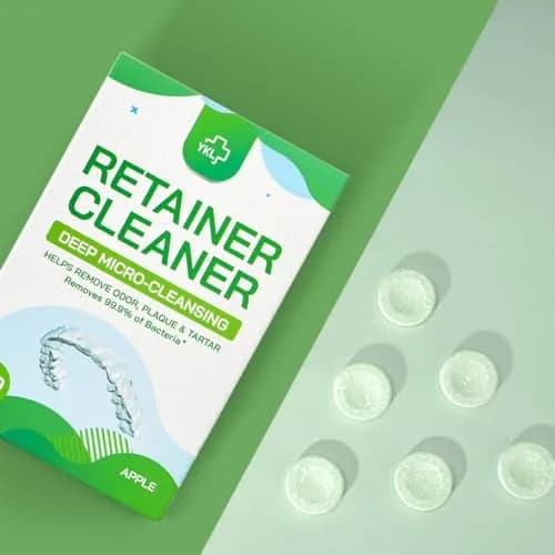 YKL Retainer Cleaner & Denture Cleaning Tablets Fresh Apple Flavor 120 Count (3.99 oz) | Cleans Mouth Guards & Invisalign thumbnail 4
