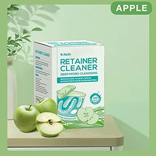 YKL Retainer Cleaner & Denture Cleaning Tablets Fresh Apple Flavor 120 Count (3.99 oz) | Cleans Mouth Guards & Invisalign thumbnail 9