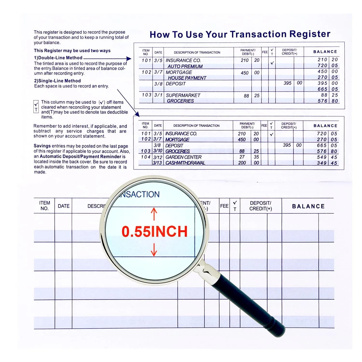 CASMONAL Check Registers for Personal Checkbooks (12-Pack) | Log Transactions & Track Payments - view 2