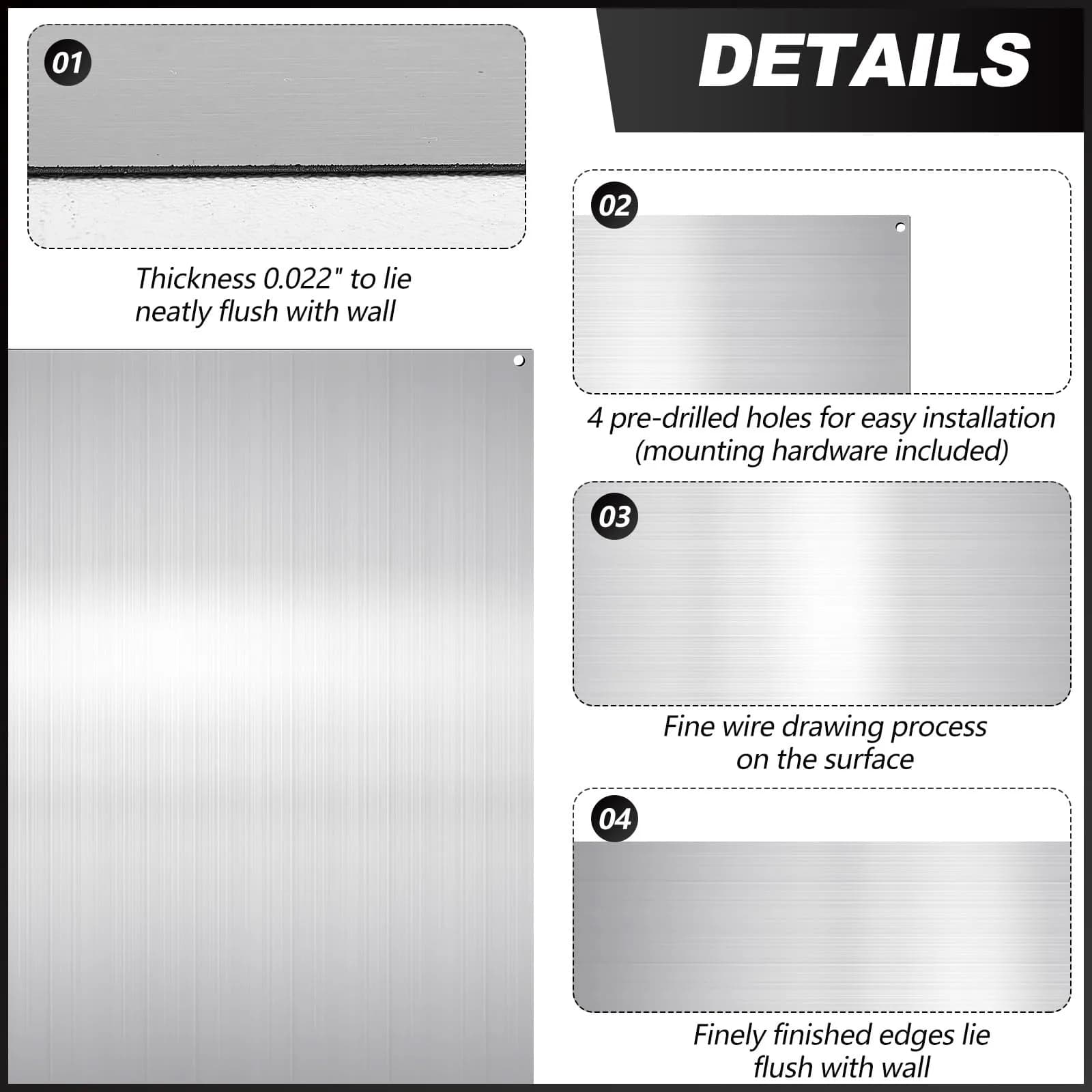 Yaocom Stainless Steel Backsplash Panel with Screws & Towel, Silver, 24x30 Inch | Easy Install Kitchen Wall Protection - view 3