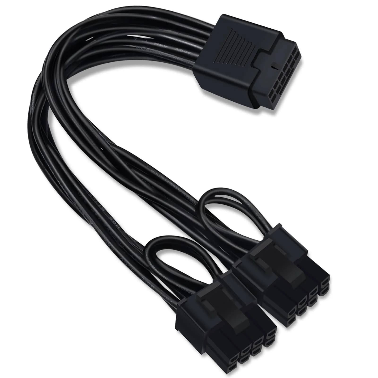 COMeap 16 Pin to Dual 8 Pin PCIe Conversion Cable 18cm (7in) | Powers GPUs with 12VHPWR PSU Ports — 18cm Black
