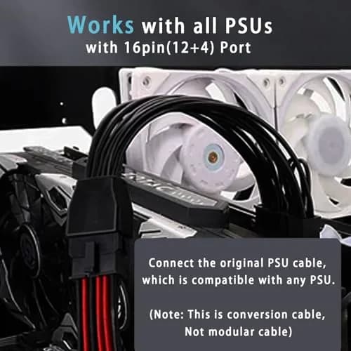 COMeap 16 Pin to Dual 8 Pin PCIe Conversion Cable 18cm (7in) | Powers GPUs with 12VHPWR PSU Ports thumbnail 5