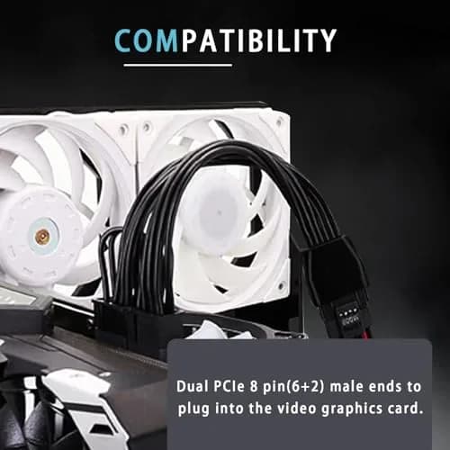 COMeap 16 Pin to Dual 8 Pin PCIe Conversion Cable 18cm (7in) | Powers GPUs with 12VHPWR PSU Ports thumbnail 6