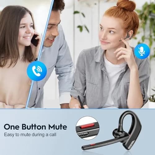 New Bee M51 Bluetooth Headset with Charging Case | Dual Mic Noise Cancelling Earpiece thumbnail 5
