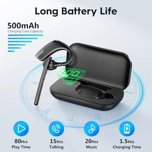 New Bee M51 Bluetooth Headset with Charging Case | Dual Mic Noise Cancelling Earpiece thumbnail 2