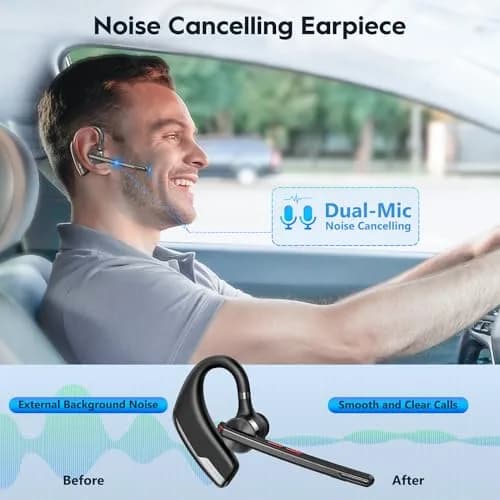 New Bee M51 Bluetooth Headset with Charging Case | Dual Mic Noise Cancelling Earpiece thumbnail 3