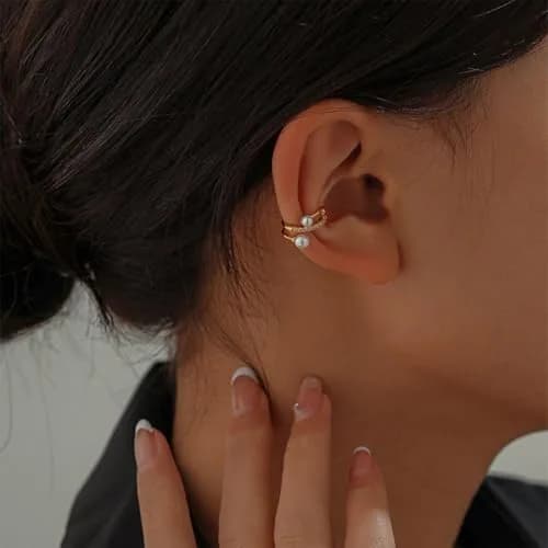 KummerSaprk Ear Cuffs Non Piercing Chunky Gold Fake Earrings Adjustable | Trendy Jewelry for Women thumbnail 2