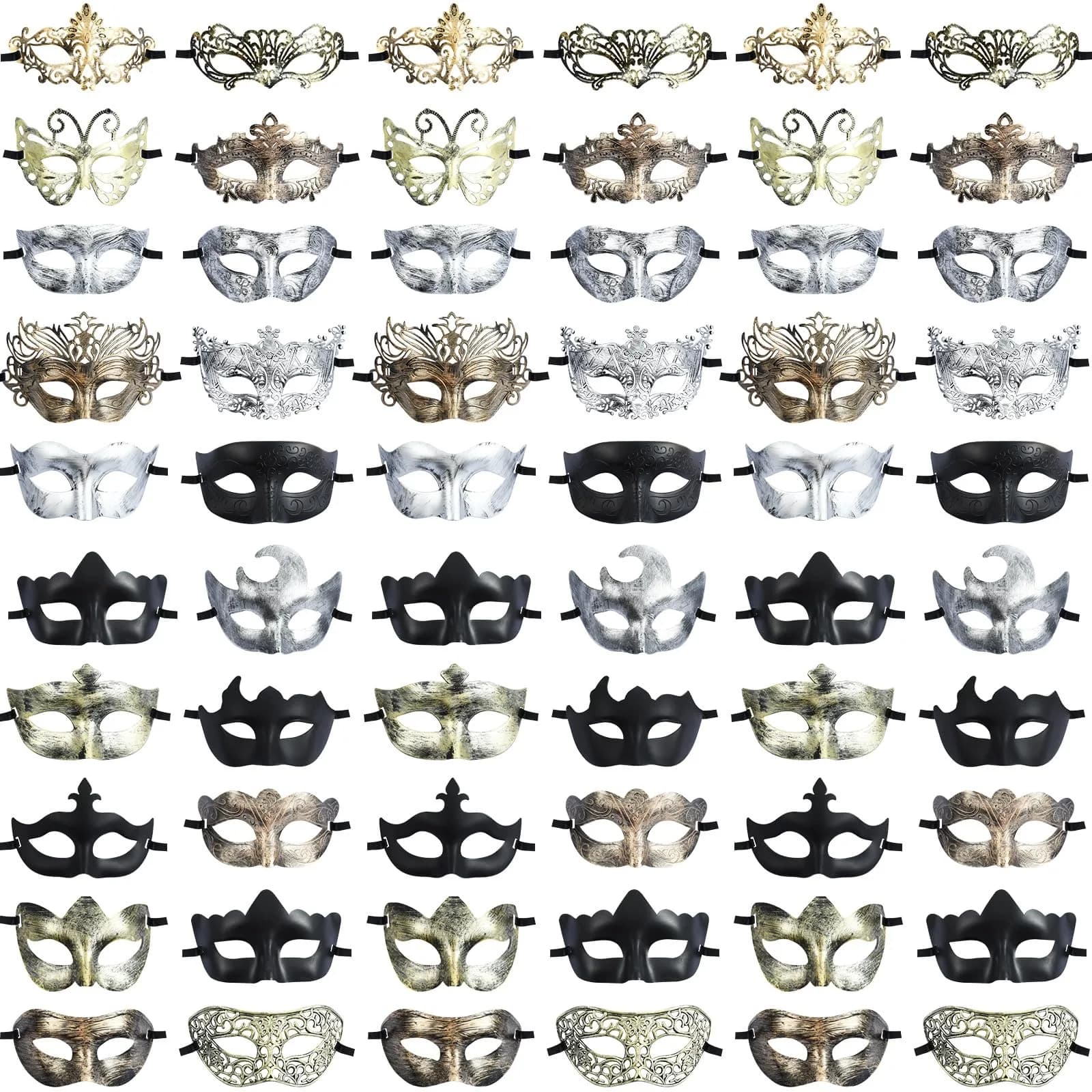 Chivao 60 Pcs Halloween Masquerade Masks Bulk | Classic Venetian Style for Parties — Classic