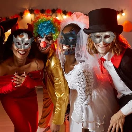 Chivao 60 Pcs Halloween Masquerade Masks Bulk | Classic Venetian Style for Parties thumbnail 6