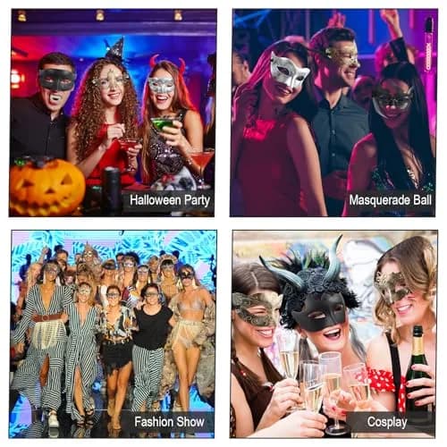 Chivao 60 Pcs Halloween Masquerade Masks Bulk | Classic Venetian Style for Parties thumbnail 3