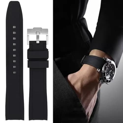Niziruoup Watch Band for Omega Swatch Rolex 22mm | Curved No Gap Silicone Rubber Strap thumbnail 3