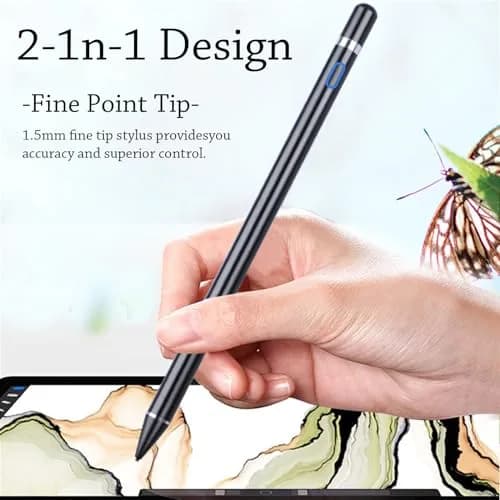DOGAIN Black Stylus Pen for iOS & Android Touch Screens | 1.45mm Fine Point Rechargeable Stylus Pen for iPad/iPhone/Android/Tablet/Switch thumbnail 3