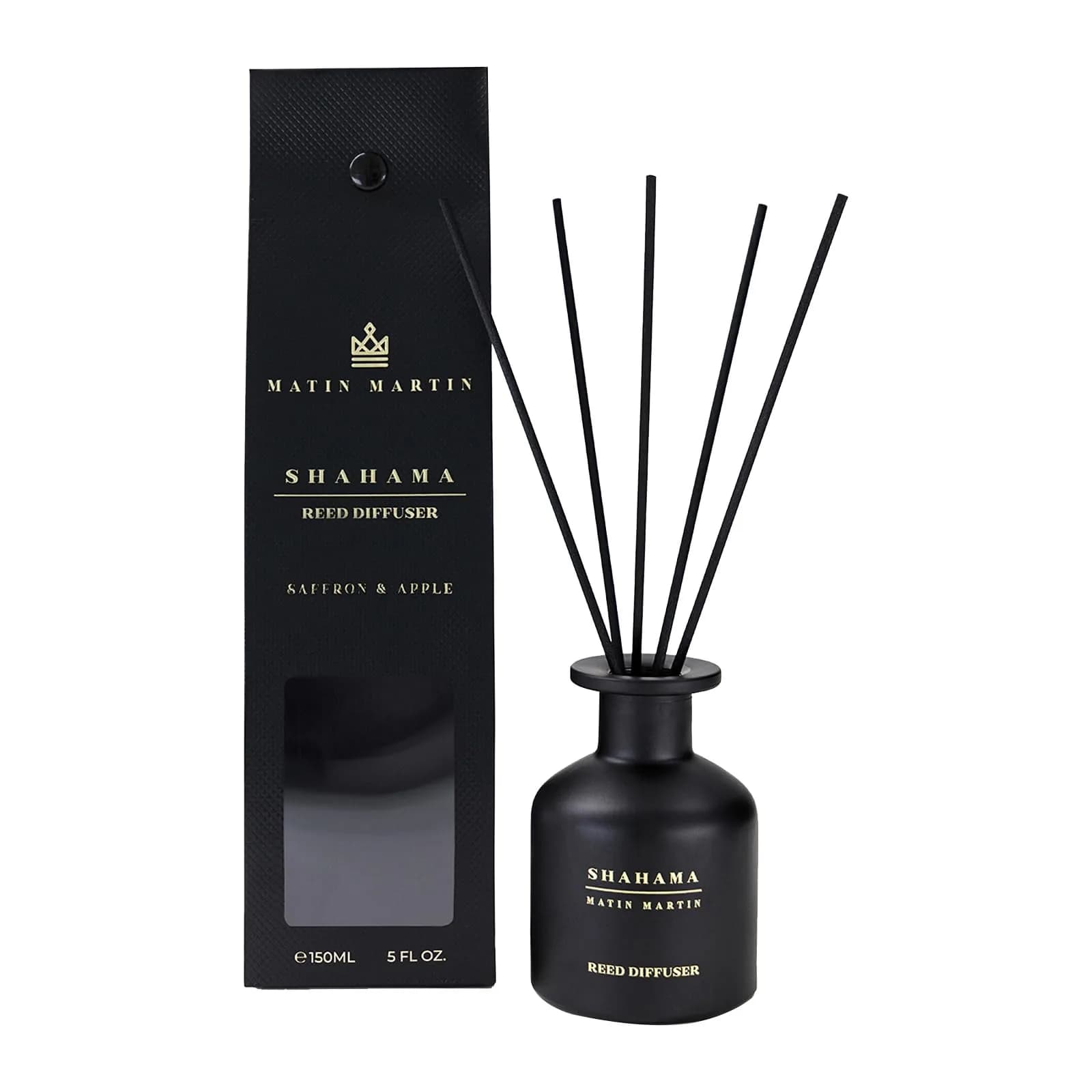 Matin Martin Shahama Reed Diffuser 5 oz | Luxury Aromatherapy with Saffron & Apple