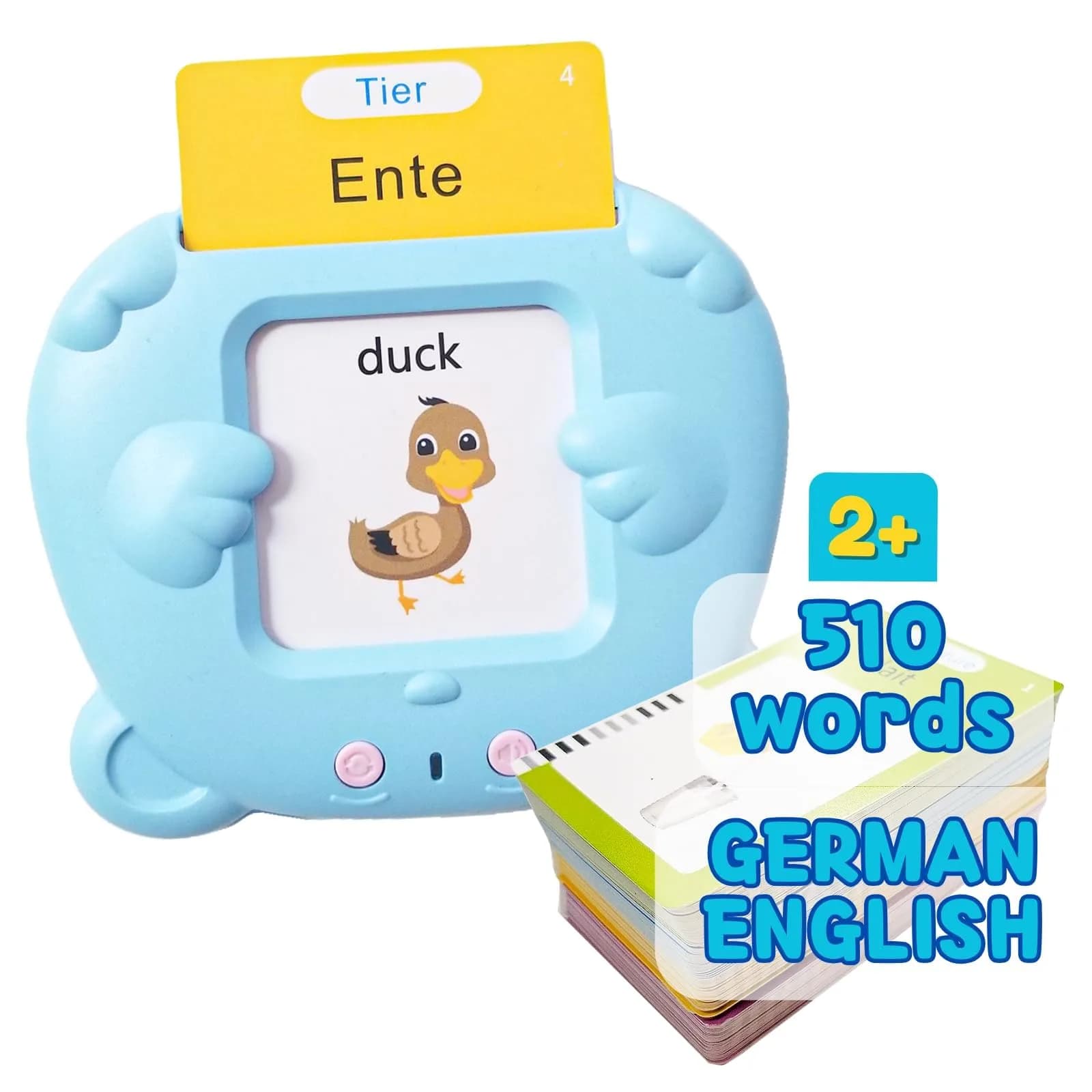 ZeenKind German & English Talking Flash Cards for Toddlers 255 Cards | Bilingual Speech & Learning Toy - main product image