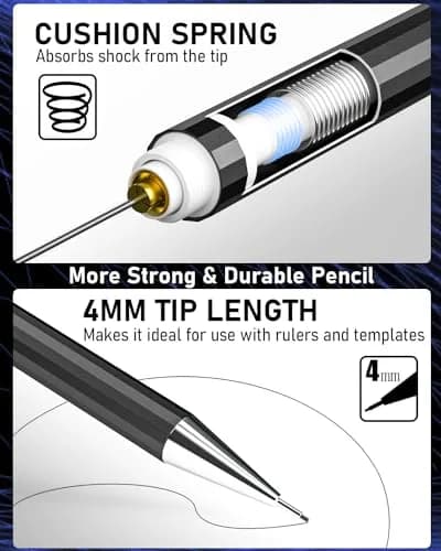 Nicpro 34PCS Black Art Mechanical Pencils Set, Metal Automatic Pencil 0.3, 0.5, 0.7, 0.9 mm & 2PCS 2mm Lead Holder | Sketching Drawing thumbnail 4
