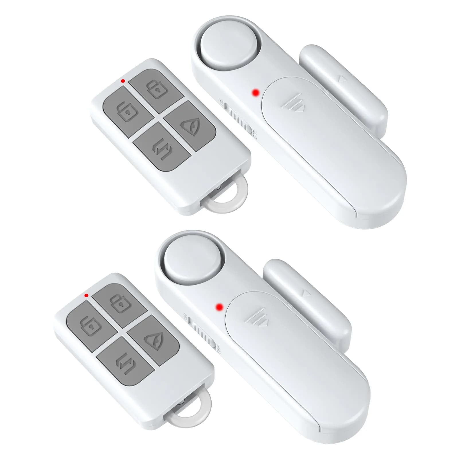 METAK 2-Pack Door and Window Alarm with Remote | Loud 120dB Alerts for Home Security — White
