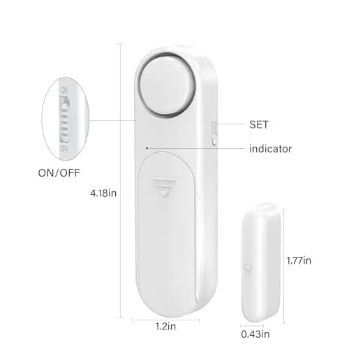 METAK 2-Pack Door and Window Alarm with Remote | Loud 120dB Alerts for Home Security thumbnail 2