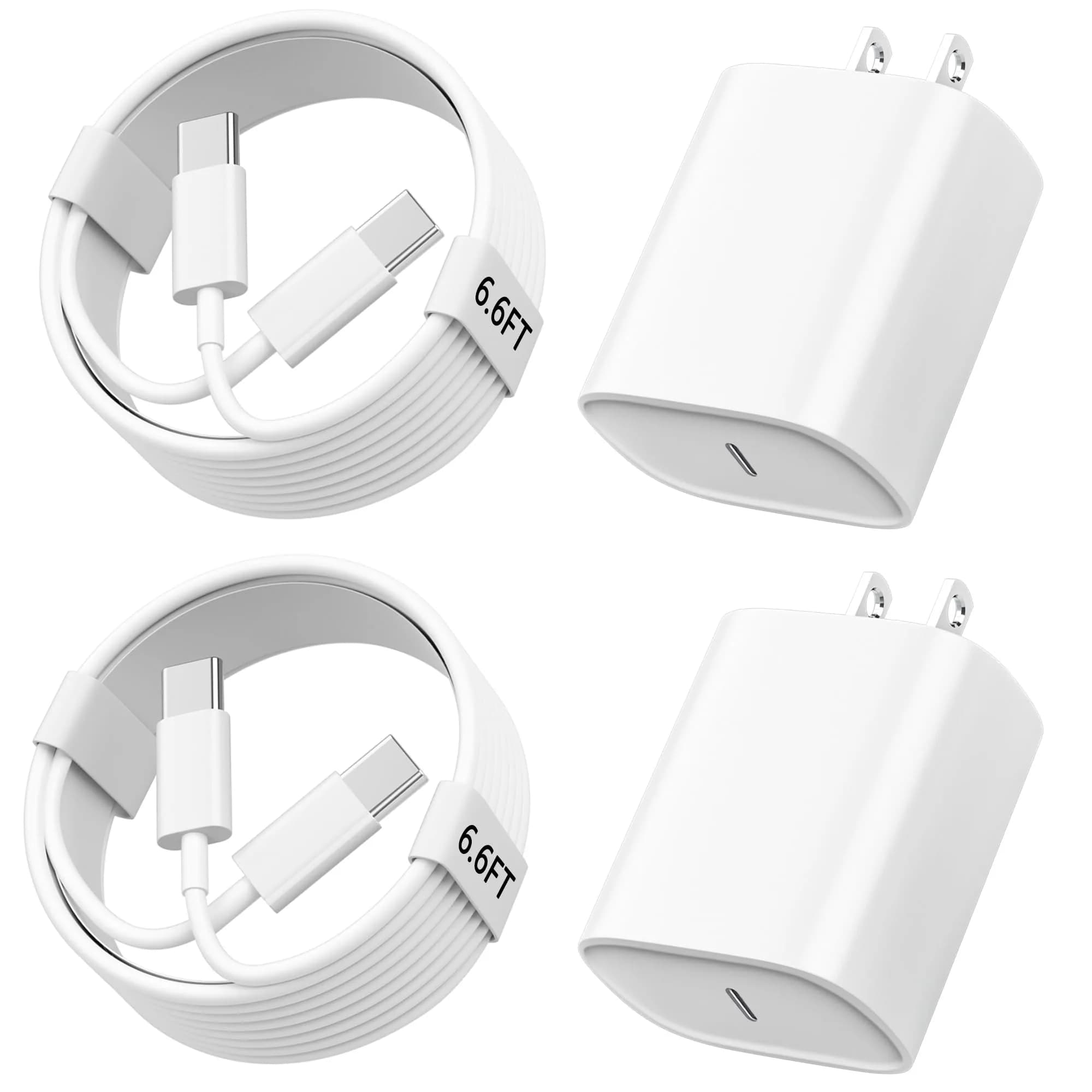 Ubearkk Phone 17/16/15 Charger Fast Charging 10FT USB C Cord & 20W Block | 4.60⭐ 9108 Reviews — White / 6.6FT