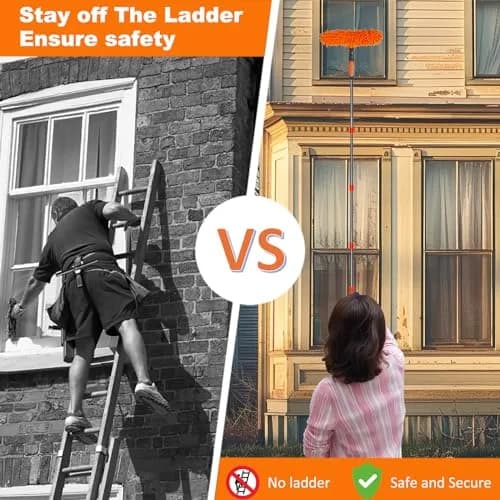 Tonmp 20+ Feet Reach 2 in 1 Window Washing Squeegee & Duster with 3-14 ft Spliceable Extension Pole | Multi-Use Cleaning Tool for Home & Outdoors thumbnail 3