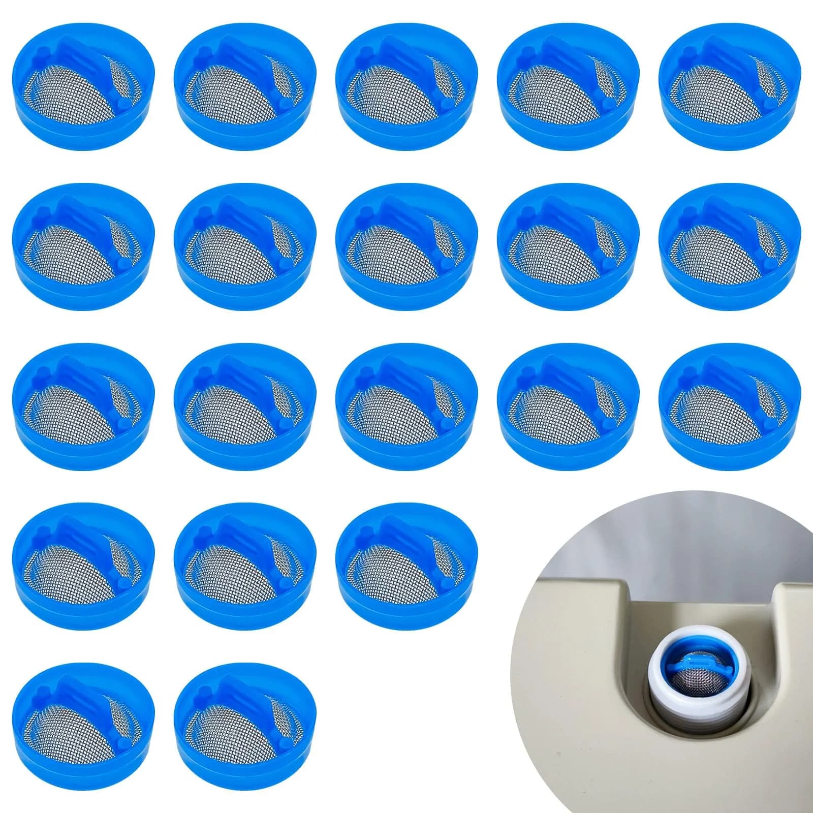 Aswewamt 20 Pcs Washer Water Inlet Valve Filter Screen Steel Mesh Repair Kit | 20mm x 6mm — Blue