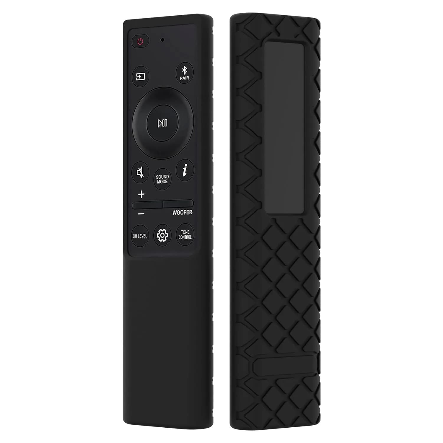JCMOYUTY Silicone Remote Cover for Samsung Soundbar HW-Q60C & More | Full Protection & Glow — Black