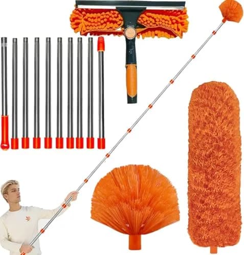 Tockrop High Reach Dusting Kit with 14 ft Extension Pole & 3 Duster Heads | Cleans Up to 20 ft High thumbnail 1