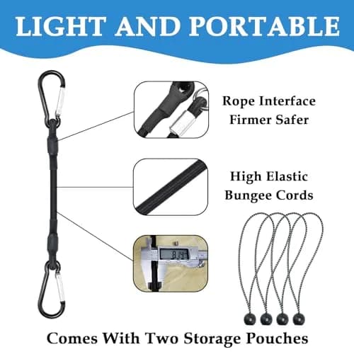 SDTC Tech 12" 18" 24" Mini Short Bungee Cords with Carabiner Hooks Kit | Heavy Duty Latex, 200 lbs Tensile, Rust-Resistant Aluminum Buckle thumbnail 3