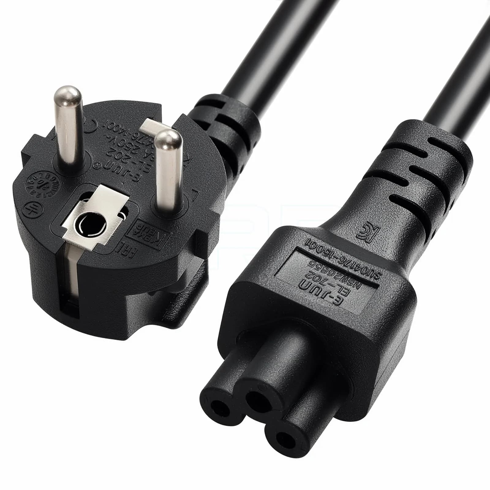 DRRI IEC C5 Plug to Europe Schuko CEE 7/7 Socket Extension Cable 10cm (3.28Ft) | 2.5A 250V Rated — EU-C5-1M/3.28FT