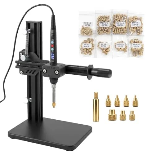 3DZWMAN Heat Set Insert Tool Kit with 370PCS Brass Inserts & Soldering Iron | M2-M8 Thread Sizes — ZW12+