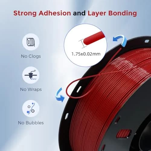 VOXELAB High Speed 1.75mm Filament | Rapid Support 500mm/s | 1kg Spool | Compatible with FDM Printers | HS PLA Ruby Red thumbnail 3