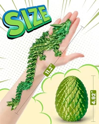 TBOLINE 12" Articulated Crystal Dragon Egg Toy | Laser Yellow Green PLA, Non-Toxic, ASTM-Tested thumbnail 4