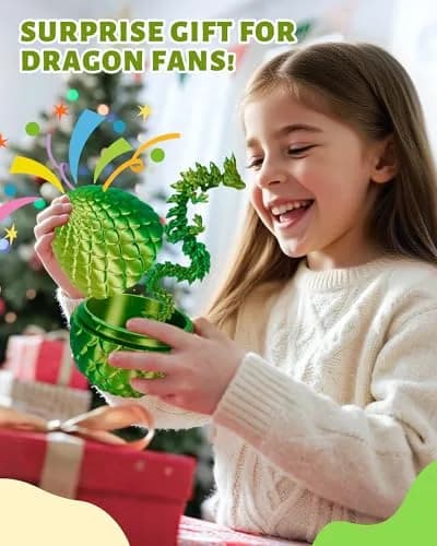 TBOLINE 12" Articulated Crystal Dragon Egg Toy | Laser Yellow Green PLA, Non-Toxic, ASTM-Tested thumbnail 6
