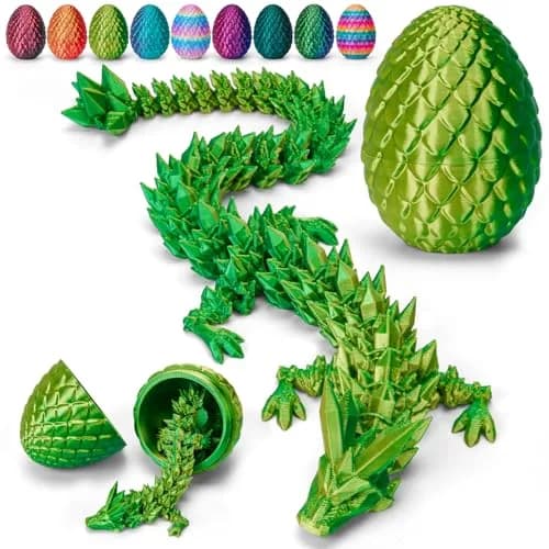 TBOLINE 12" Articulated Crystal Dragon Egg Toy | Laser Yellow Green PLA, Non-Toxic, ASTM-Tested thumbnail 1