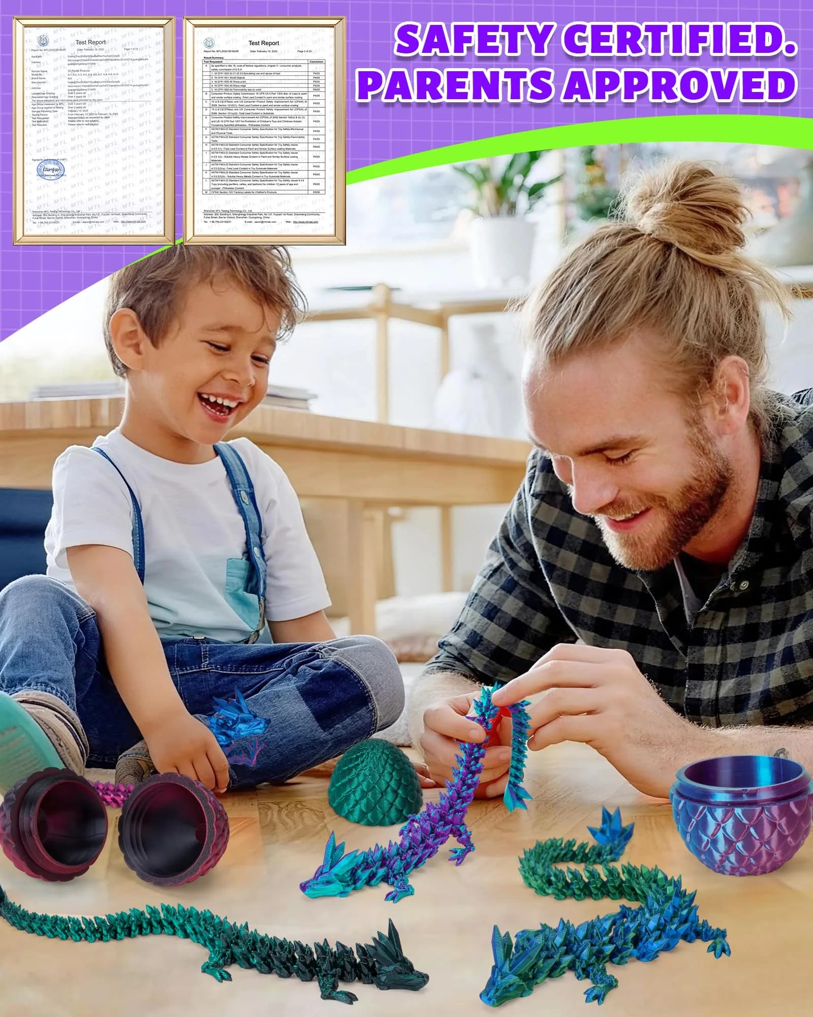 TBOLINE 12-inch Articulated Crystal Dragon in 4.53-inch Egg, Laser Violet | Licensed 3D Printed Toy - view 6