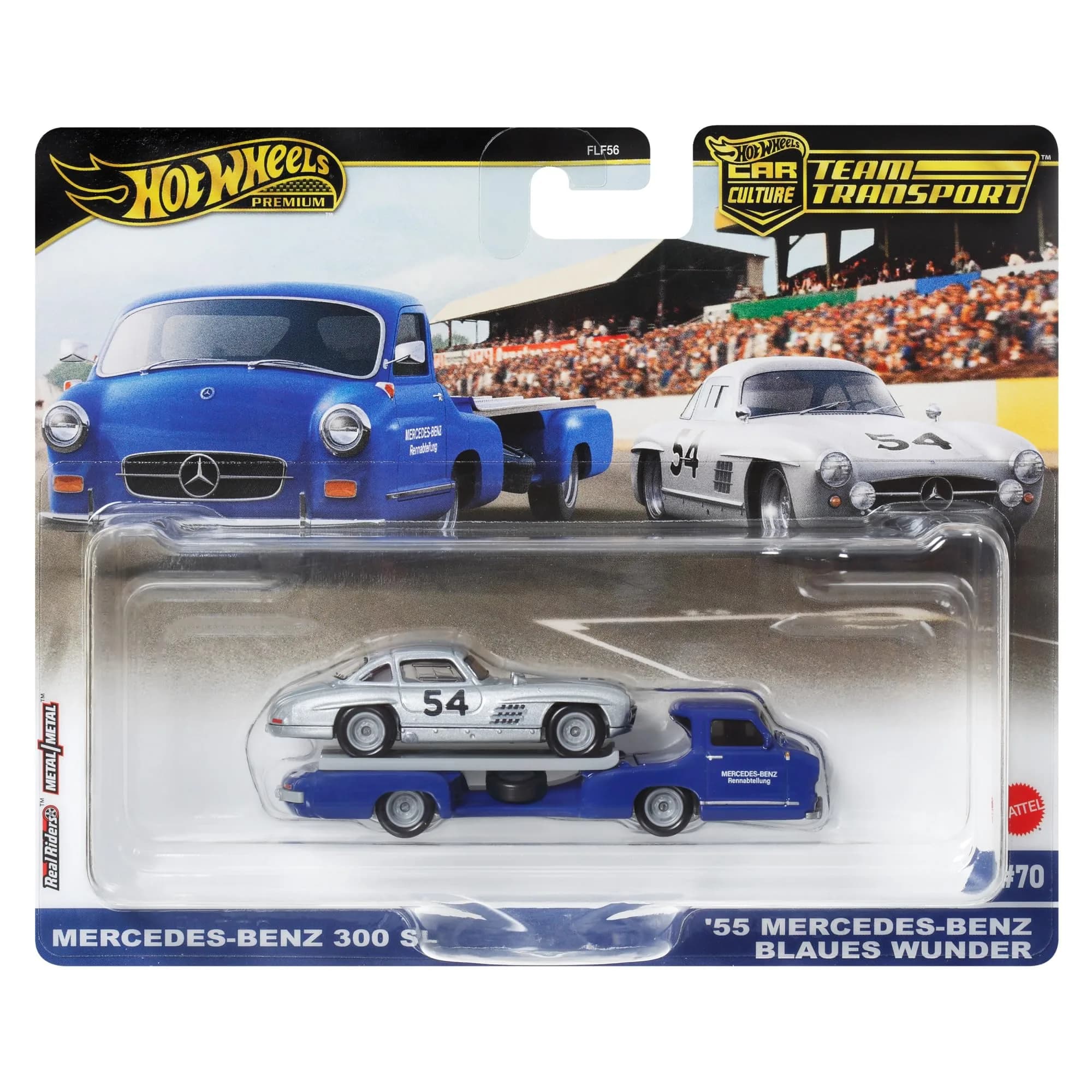 Hot Wheels Team Transport Culture Die-cast Car Mercedes-Benz 300 SL 1:64 Scale | Collector's Model with Metal Construction — Blue