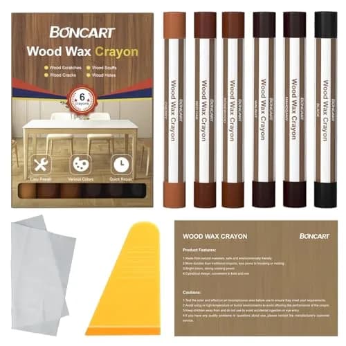 Boncart Wood Filler Sticks, 6 Colors Wood Wax Crayons | Repair Scratches, Scuffs, Cracks, and Holes on Wood Furniture, Floors, Cabinets, Tables, and Doors thumbnail 8