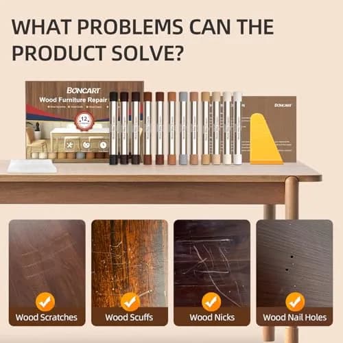 Boncart Wood Filler Sticks 12 Colors | Repair Scratches, Scuffs, Cracks, and Nail Holes on Wood Furniture, Floors, Cabinets, Tables, and Doors thumbnail 3