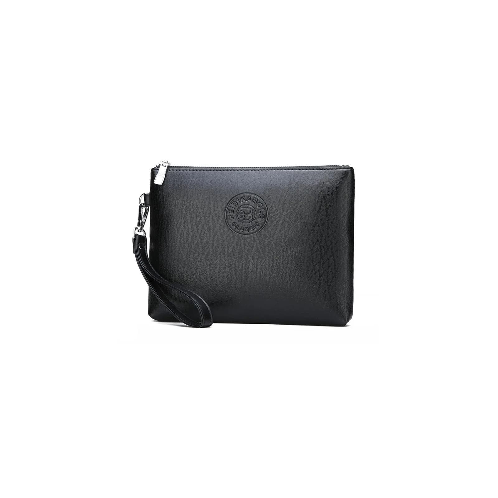 LOGUTIA Clutch Purses for Men Black Wristlet Envelope Bag | Waterproof PU Leather, Small & Dressy — Black