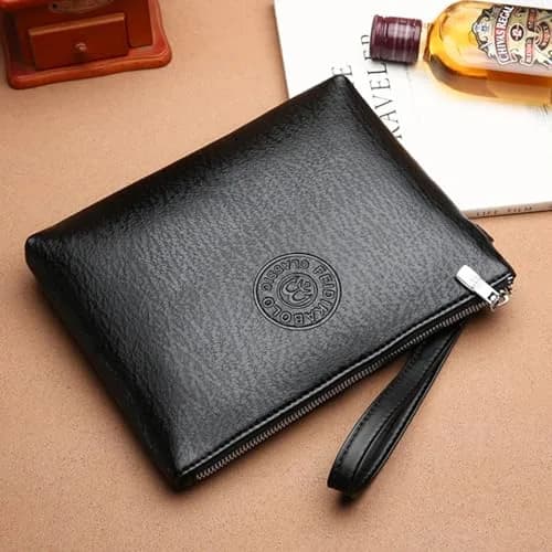 LOGUTIA Clutch Purses for Men Black Wristlet Envelope Bag | Waterproof PU Leather, Small & Dressy thumbnail 2