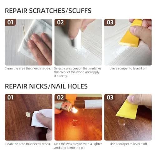 Boncart Wood Filler Sticks, 6 Colors Wood Wax Crayons | Easy Repair Scratches, Scuffs, Cracks & Holes on Furniture, Floors, Cabinets, Tables, Doors thumbnail 4