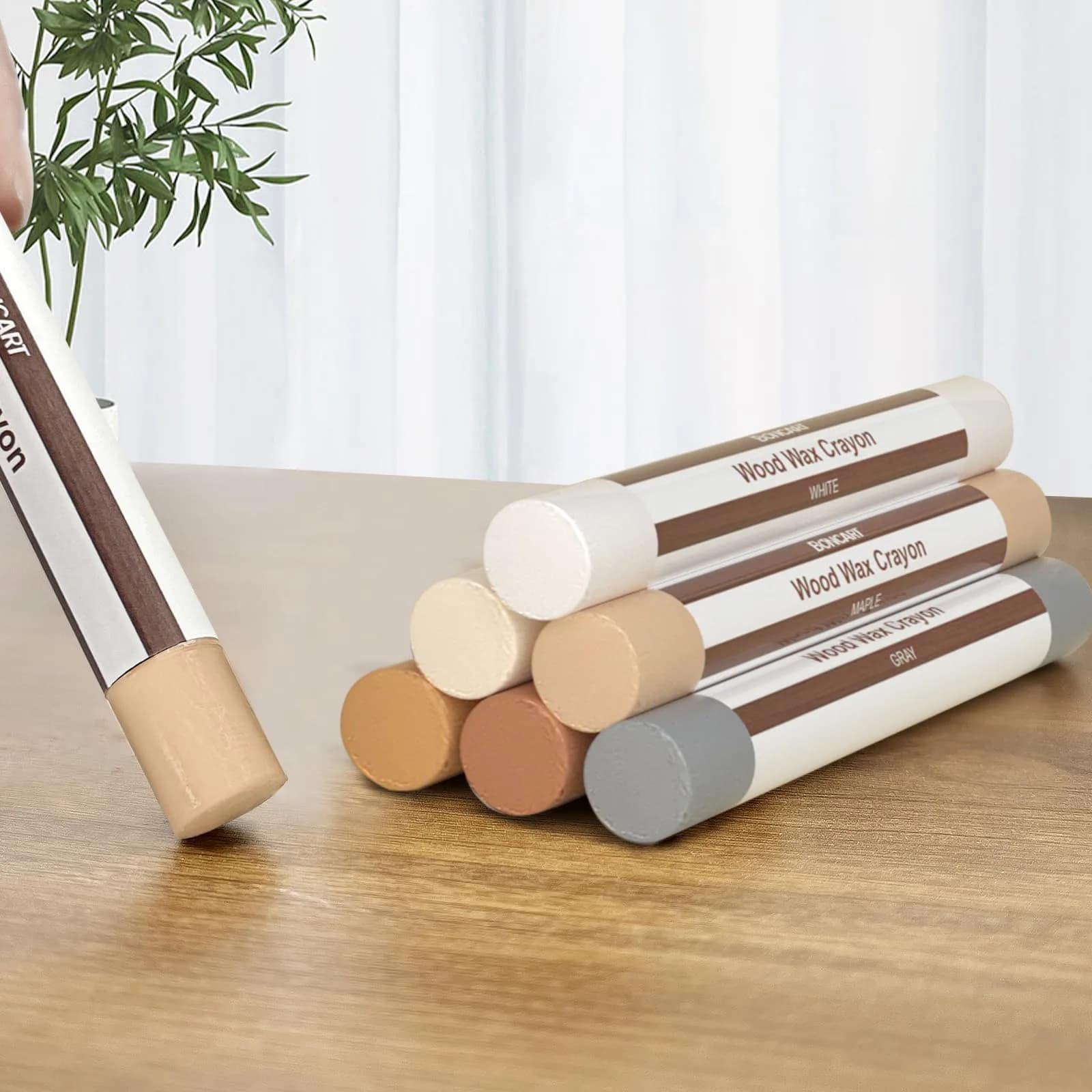Boncart Wood Filler Sticks, 6 Colors Wood Wax Crayons | Easy Repair Scratches, Scuffs, Cracks & Holes on Furniture, Floors, Cabinets, Tables, Doors - main product image
