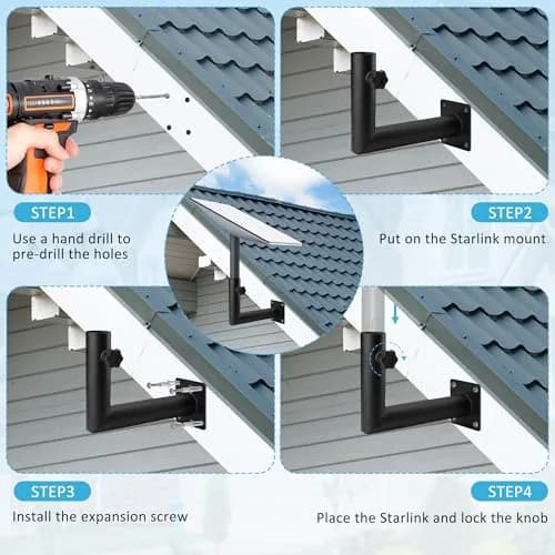 Arinster Starlink Short Wall Mount Kit for Gen 2 Dish | 1.05 kg (2.3 lb) Steel Bracket thumbnail 7