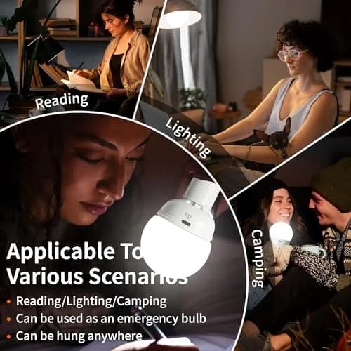 LOCZAR Rechargeable LED Light Bulb with Remote | Battery Operated, Dimmable, Warm White 3000K, E26 Base, Power Outage Ready thumbnail 5
