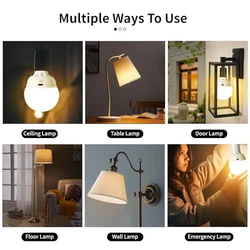 LOCZAR Rechargeable LED Light Bulb with Remote | Battery Operated, Dimmable, Warm White 3000K, E26 Base, Power Outage Ready thumbnail 6