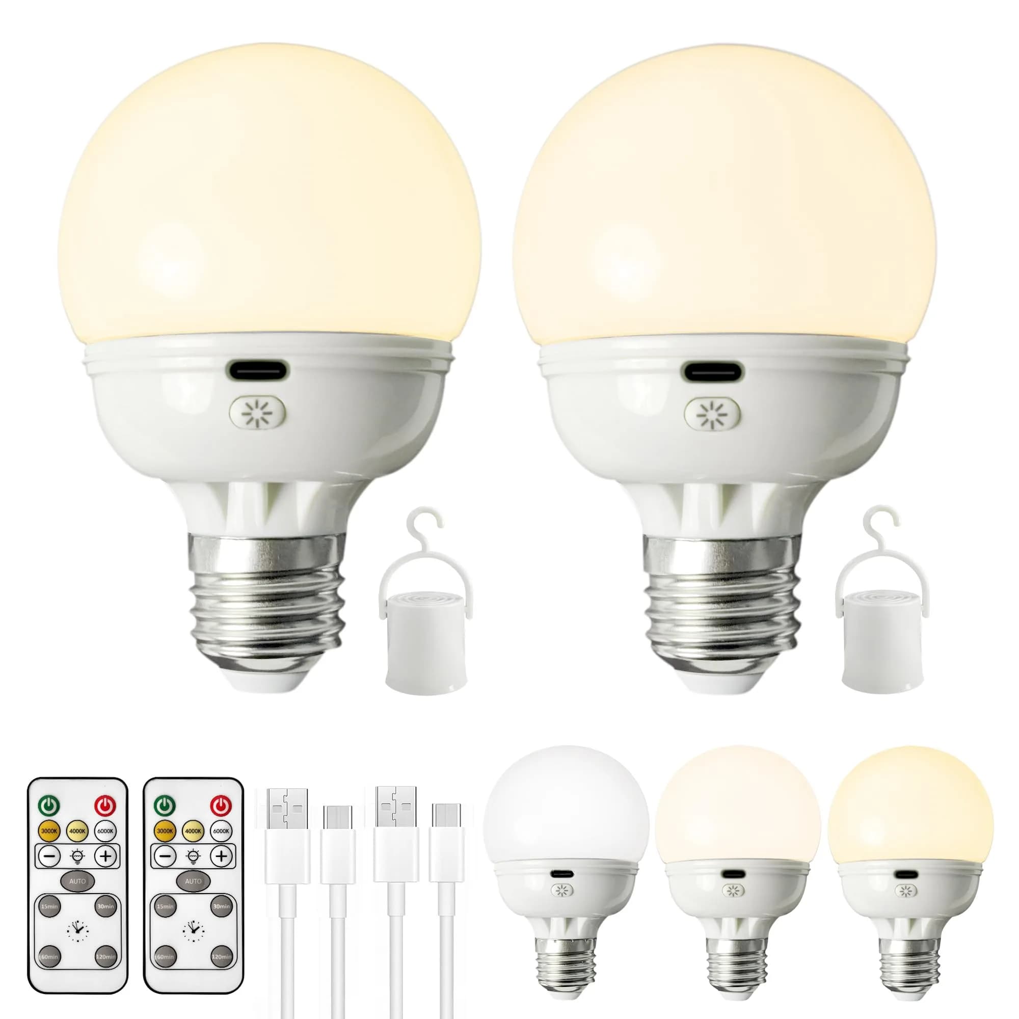 LOCZAR Rechargeable LED Light Bulb with Remote | Battery Operated, Dimmable, Warm White 3000K, E26 Base, Power Outage Ready